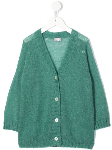 Il Gufo - V-neck long-sleeve cardigan - kids - Wool/Polyamide/Mohair - 10 - Green