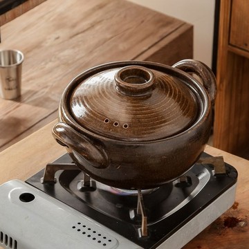 萬土燒 日式燉煮砂鍋 多功能陶鍋 湯鍋2000ml 3色 - 深咖啡款