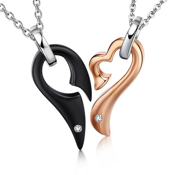 白鋼項鍊．對鍊｜戀愛心機．情人節禮物推薦