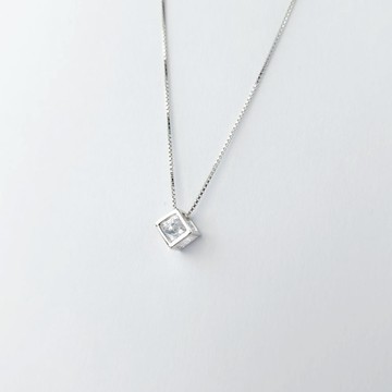 AchiCat．方塊項鍊．925純銀｜客製化刻字．CS23015