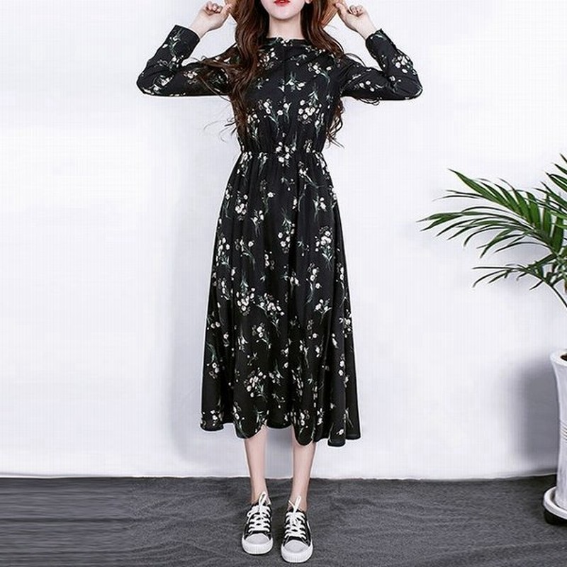 ワンピース レディース ワンピ 40代 50代 30代 代 ロング丈 長袖 小花柄 シャーリング フレア 上品 きれい デート おしゃれ 大人 可愛い 通販 Lineポイント最大0 5 Get Lineショッピング