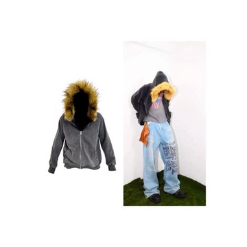 嘻哈PunkFK帽衫外套做舊拉鏈衛衣