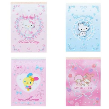 小禮堂 Sanrio 三麗鷗 A6 方形便條本 100枚入 (芭蕾款) Kitty 美樂蒂 花小兔 洽咪
