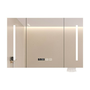 奶油風實木智能浴室鏡柜掛墻式衛生間浴室鏡子洗手間置物架儲物柜[DD150110]