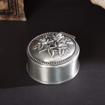 歐式復古小號圓形首飾盒收納戒指耳環戒指禮品包裝盒金屬小盒