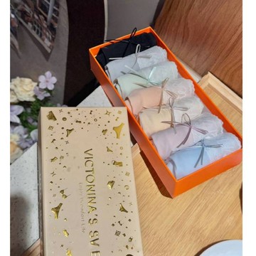 【CHILL】現貨 蕾絲蝴蝶結舒適透氣內褲組 少女內褲 中腰內褲 蕾絲內褲 蕾絲蝴蝶結 舒適透氣 禮盒內褲 預購