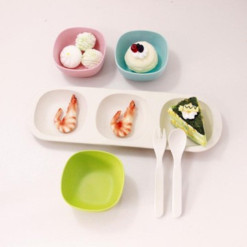 桔子Kerr竹纖維餐具三格盤 寶寶輔食分格盤碗叉勺套裝免費開票歐歐歐歐流行館