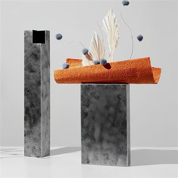 現代簡約創意幾何方管金屬花器花瓶家居玄關柜工藝品干花插擺件