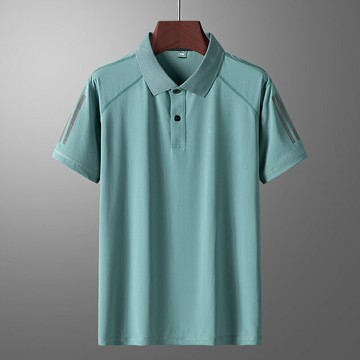 爸爸夏裝冰絲短袖t恤男中年男士polo衫夏季休閑男裝上衣服中老年