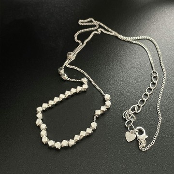 4.22小寶S925純銀切面石頭碎銀子項鏈女鎖骨鏈輕奢小眾設計高級感