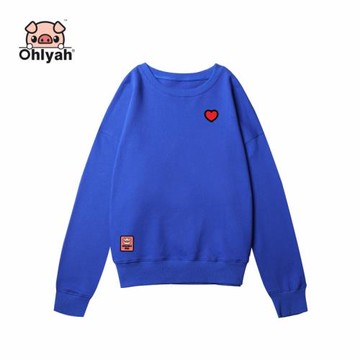 Ohlyah初秋新款女上衣薄款圓領衛衣情侶裝ins潮休閑運動上衣學生