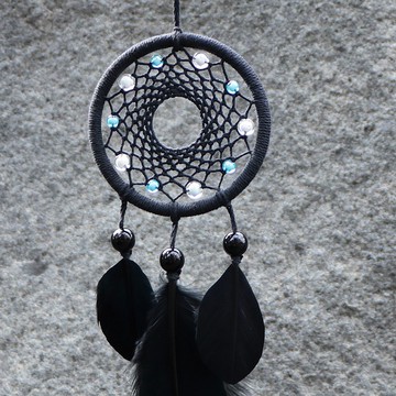 北歐黑夜風丨手工編織 雪の結晶捕夢網-雪花x星空藍