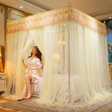 免運附發票 家用蚊帳 防蟲蚊帳 蚊帳家用1.8m米床加粗支架三開門宮廷公主風加密雙人紋帳新款1.0m 快速出貨