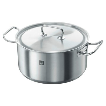 ZWILLING 雙人 Twin Classic SIGMA Classic底座18/10不鏽鋼雙耳燉燒鍋 附蓋 電磁爐/烤箱適用 8.5L  1個  銀色  28cm