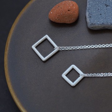 2 件套）開口方形項鍊銀925