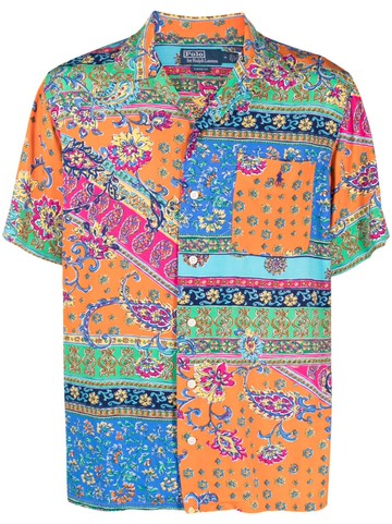 Polo Ralph Lauren - graphic-print patchwork shirt - men - Viscose - M - Orange
