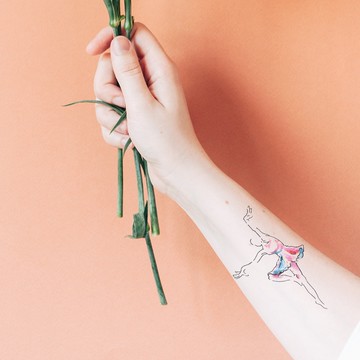 微刺青 水墨芭蕾舞者👑大邱紋身👑【T08Z】新 小清新 假刺青輕紋身 防水 紋身 刺青 貼紙 T08