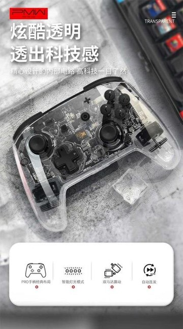 【樂天精選】良值原裝 Switch游戲手柄PRO 藍芽無線震動連發 PC 透明款 NS配件