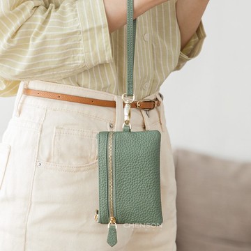 CHENSON真皮 超薄零錢包第二代_附獨立零錢袋_送手腕帶 (W24241)