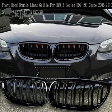 用於 3 系列 E92 E93 Coupe 2006-2010 的前罩雙線格柵 51137157277 亮黑色前腎格柵