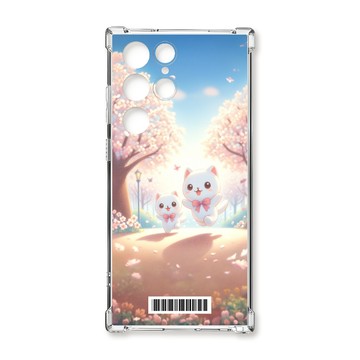 S24 系列殼 TRON 三星 S24 Ultra 櫻花插畫風格白貓咪  載具 四角防摔殼 手機殼