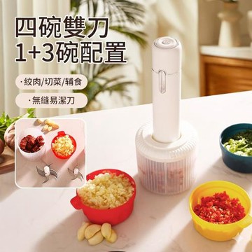 五合一食物調理機 無線電動料理機/蒜泥器 USB充電