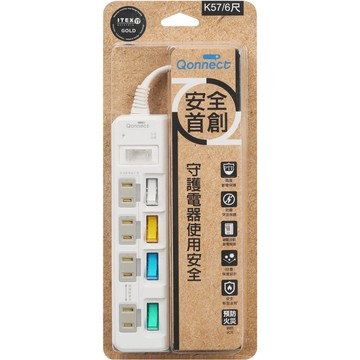 Qonnect 3孔5切4座延長線1.8m K58BO