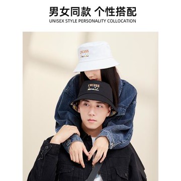 2021年秋冬新品漁夫帽潮牌大頭圍顯臉小情侶款防曬百搭印花盆帽男