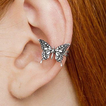 蝴蝶耳夾銀無穿孔
