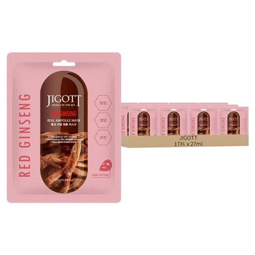 JIGOTT 鎖水保濕安瓶面膜 紅蔘 營養 彈力保濕  17片