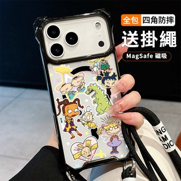 綠恐龍小孩 送掛繩透明手機殼 磁吸防摔透明殼 適用 iPhone 17 16 16e 15 14 13 12 11保護殼