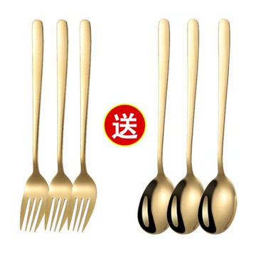 6支裝韓式ins勺家用長柄湯勺韓國不銹鋼勺子可愛便攜筷子勺叉刀叉