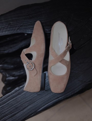 鬆弛度日 非對稱設計 平底方頭芭蕾風瑪莉珍 手工製