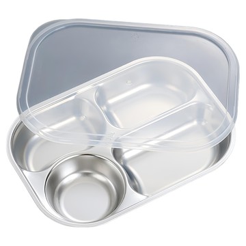 小麥購物 316 不鏽鋼耐高溫分隔餐盒 L960  1個  26 x 18.8 x 3.8cm  銀色