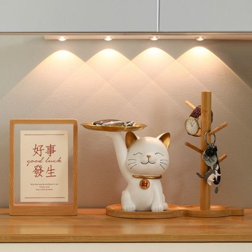台灣出貨 招財貓 入戶擺件 Ins風 擺件 貓咪擺件 招財貓擺件 擺設 居家生活好物 玄關收納 鑰匙收納 掛鑰匙 收納