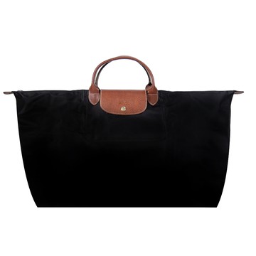 LONGCHAMP LE PLIAGE系列短把再生尼龍摺疊水餃旅行袋（特大/黑）_廠商直送