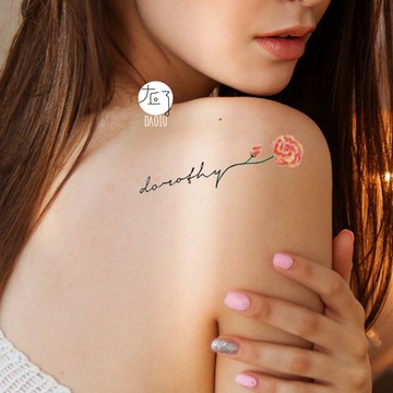 微刺青 M-476 花朵 英文👑大邱紋身👑【T08Z】新 小清新 假刺青輕紋身 防水 紋身 刺青 貼紙 T08