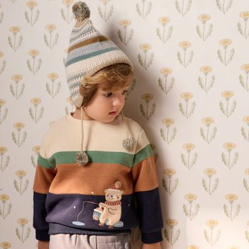 PIPPY  圓領快樂小熊條紋上衣 綠-110-120