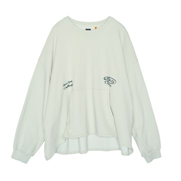 5th STREET｜女裝｜寬版繡花長袖T恤｜灰卡其