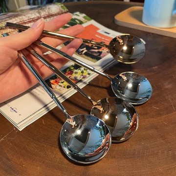 【老板娘自留款漂亮】金色304不銹鋼大圓勺西餐湯勺甜品勺創意