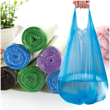 卷裝韌性加厚背心式垃圾袋手提彩色家用點斷式帶手提塑料垃圾袋
