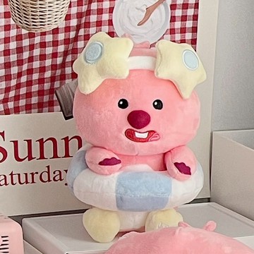 度假系列LOOPY小海狸 海邊俏皮游泳玩偶 毛絨公仔 //預購