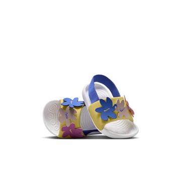 NIKE 涼鞋 拖鞋 童鞋 小童 兒童 運動 KAWA SLIDE SE TD 白黃 IF3657-100