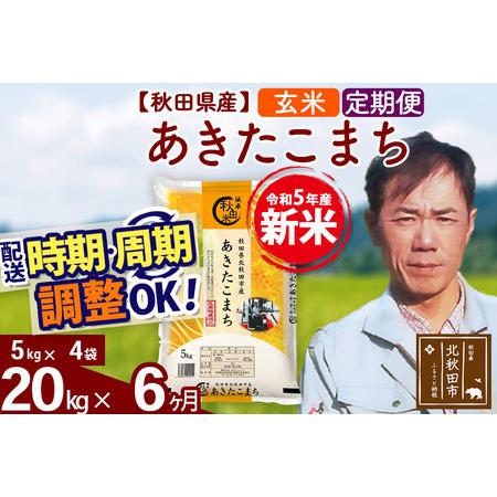 ふるさと納税 《定期便6ヶ月》＜新米＞秋田県産 あきたこまち 20kg(5kg小分け袋) 令和5年産 お届け時期選べる 隔月お届けOK お米 みそ.. 秋田県北秋田市