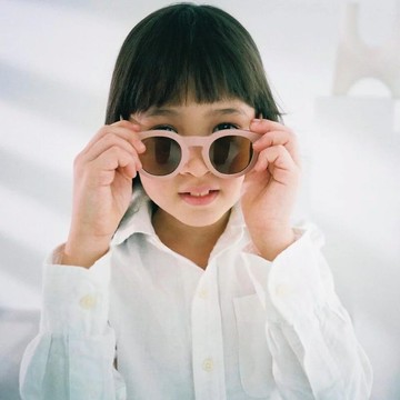 LEFOON＿BABY莫蘭迪色系小孩墨鏡 兒童墨鏡 圓框墨鏡UV400 - rose 深藕粉
