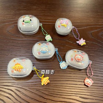 透明圍巾狗狗適用漫步者Atombuds Plus原子豆無線耳機套atombudsplus小清新掛墜藍牙保護套防摔小狗軟殼萌系