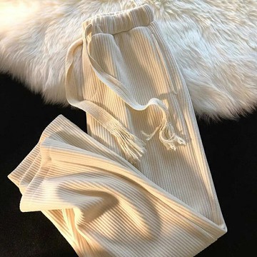 燈芯絨加絨褲子女秋冬2022新款高腰寬松顯瘦垂感闊腿褲松緊休閑褲