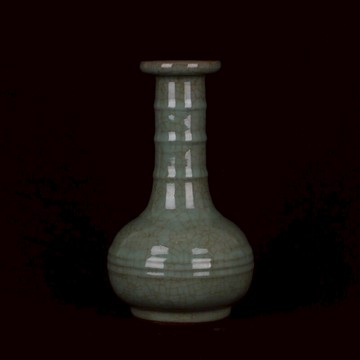 宋 官窯青釉開片竹節蒜頭瓶 仿宋代舊貨瓷器老物件收藏裝飾品擺件