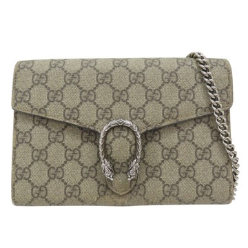 GUCCI 古馳 烏木色 PVC塗層帆布 Dionysus 鍊帶 肩背包 #401231 【二手名牌BRAND OFF】