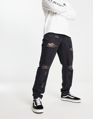 Karl Kani tapered workwear distressed jeans in black
